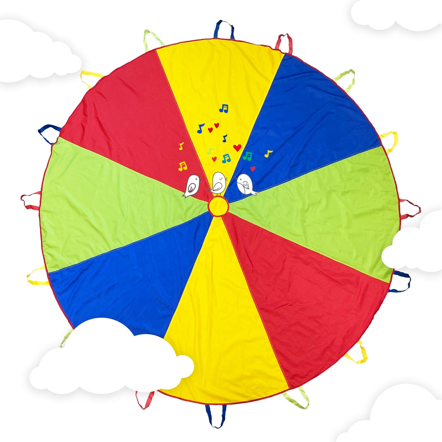 Rainbow Parachute with 16 handles