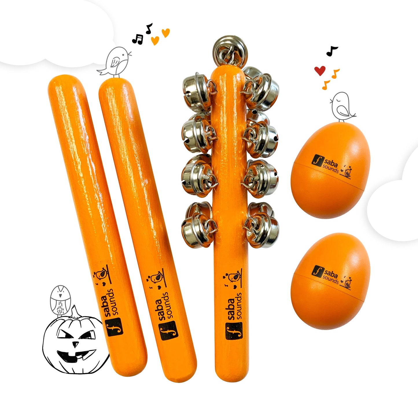 5 Pcs Musical Instrument kit for Halloween/  Percussion Set for Halloween